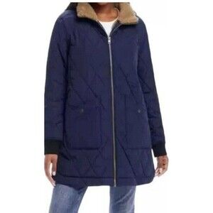 Weatherproof Women's Long Quilted Puffer Jacket Blue Small NWT